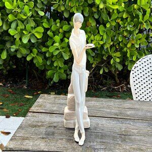 RARE Lladro 4517 Student Boy Leaning on Rock w Book Porcelain Figurine 17 1/2"